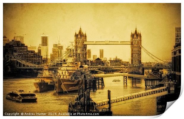 LE James JOYCE and HMS belfast  Print by Andrew David Photography 