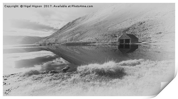 A lonely boathouse on the shores of lock Muick Print by Nigel Higson