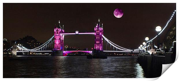 Moonlit Tower Bridge in London.   Print by Stephen Ward