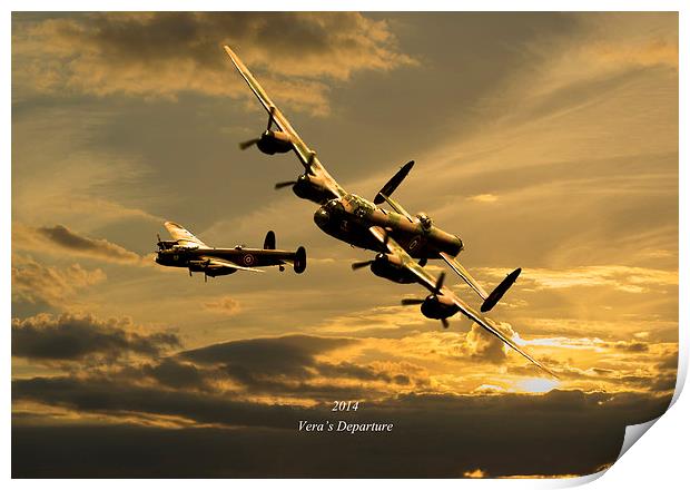Sunset over Lincolnshire with BBMF Lancaster Bombe Print by Stephen Ward