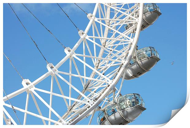  London Eye View in the Busy Sky's of London Print by pristine_ images