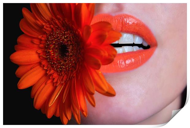 Flower in Mouth Print by pristine_ images