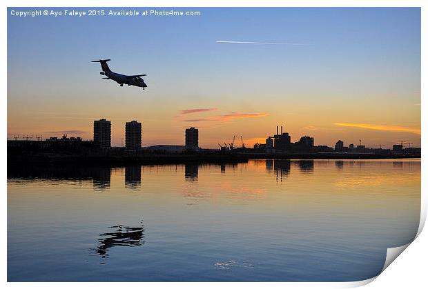  Arriving Plane at Sunset Print by Ayo Faleye