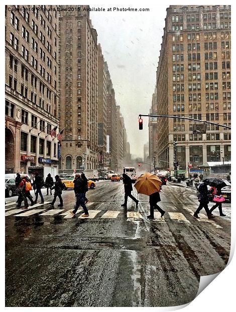  New York 8th Avenue on a winters day Print by Richard Daw