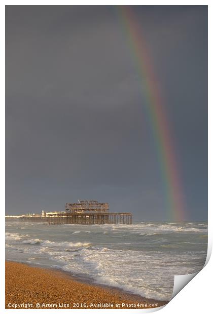 Rainbow over the Pier Print by Artem Liss
