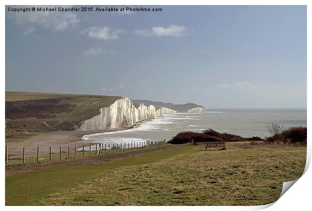  The Seven Sisters chalk cliffs in East Sussex Print by Michael Chandler