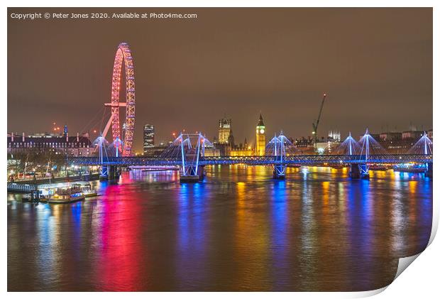 London Cityscape at night. Print by Peter Jones