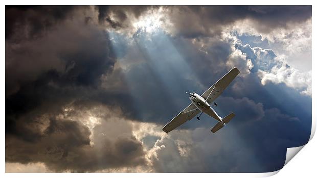 Small fixed wing plane against a stormy sky Print by ken biggs