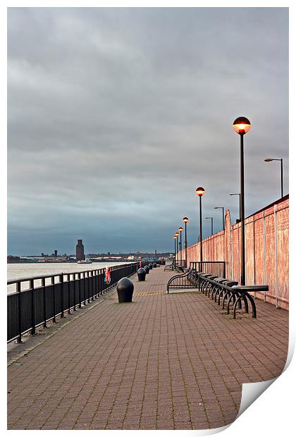 Promenade on the River Mersey, Liverpool, UK. Print by ken biggs