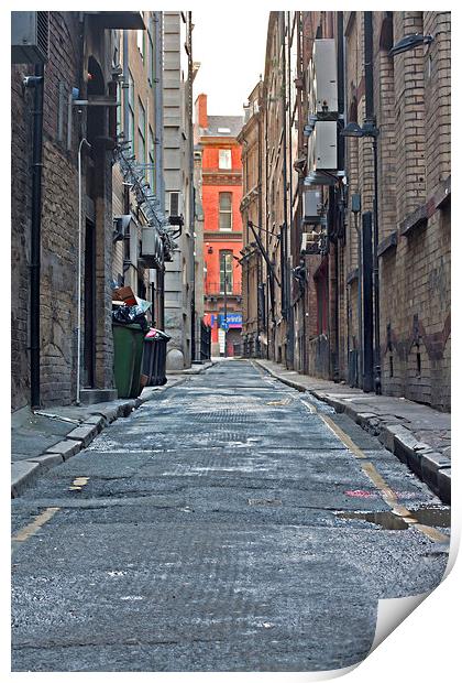 Looking down an empty inner city alleyway Print by ken biggs