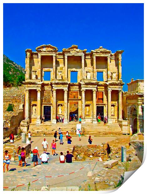 The Library of Celsus in Ephesus Print by ken biggs
