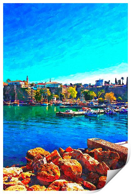 Kaleici harbour in Antalya Turkey Print by ken biggs