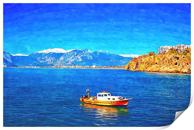 snow covered mountains in Antalya Turkey Print by ken biggs