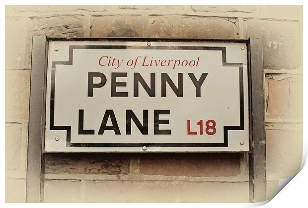  Penny Lane street sign in Liverpool UK Print by ken biggs