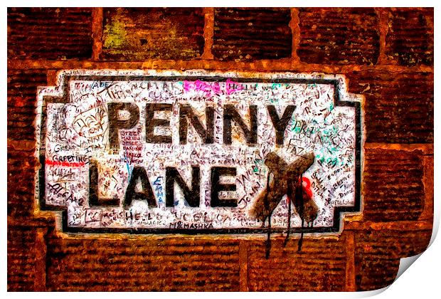 Penny Lane street sign in Liverpool UK Print by ken biggs