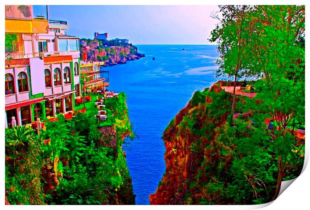 Turkish coastline resort of Antalya Print by ken biggs