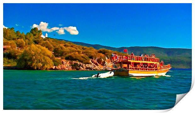 A daily cruise boat in Turkey  Print by ken biggs