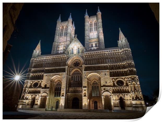 Lincoln Cathedral at night Print by Andrew Scott