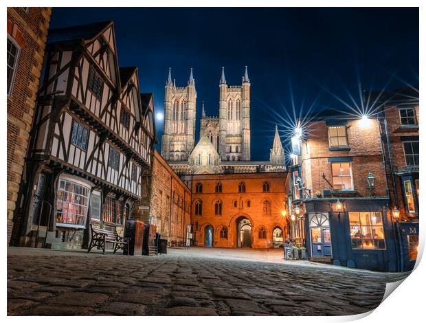 Lincoln Cathedral under the moon  Print by Andrew Scott