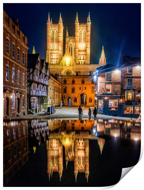 Lincoln Cathedral reflections Print by Andrew Scott