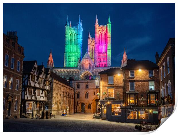 Lincoln Cathedral - Rainbow Colours for Pride Print by Andrew Scott