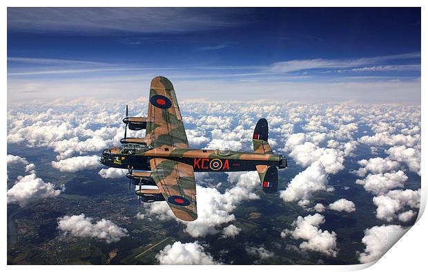  Avro Lancaster bomber above the clouds Print by Andrew Scott