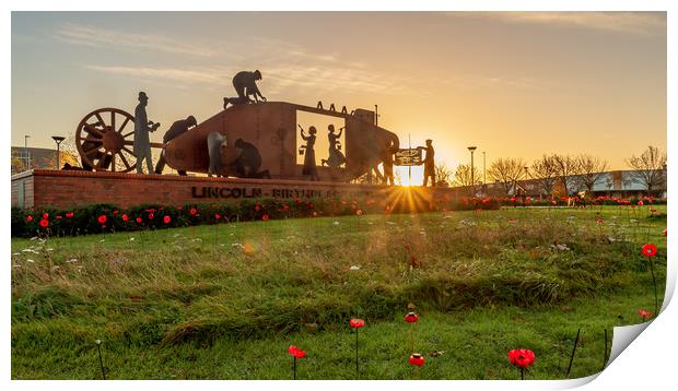Lincoln Tank Memorial - The Poppy Tribute Print by Andrew Scott