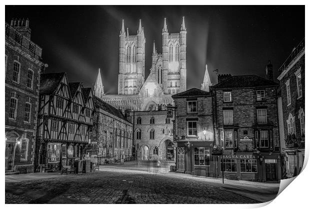 Lincoln Cathedral in black and white Print by Andrew Scott
