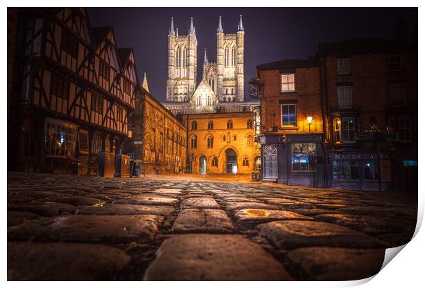 Lincoln Cathedral and the cobbles Print by Andrew Scott