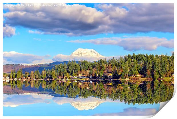 Clear Lake and Mount Ranier Print by Paul Fell