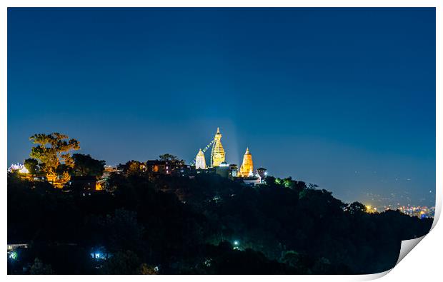 Night view of kathmandu city Print by Ambir Tolang