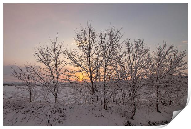  Sunrise with Snowing Print by Ambir Tolang