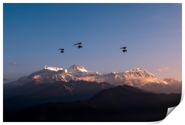 Flying Ultralight over Annapurna ii Print by Ambir Tolang