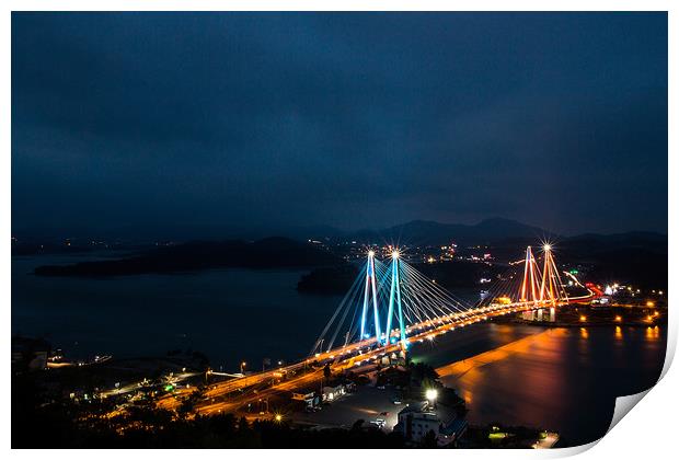 Burning light over the bridge Print by Ambir Tolang