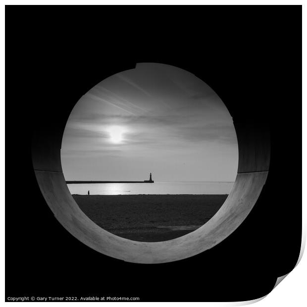 Sunrise Over Roker Pier Lighthouse Print by Gary Turner