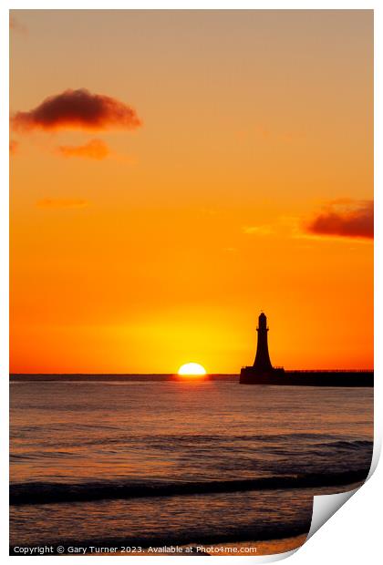 Sunrise at Roker Pier, Sunderland Print by Gary Turner