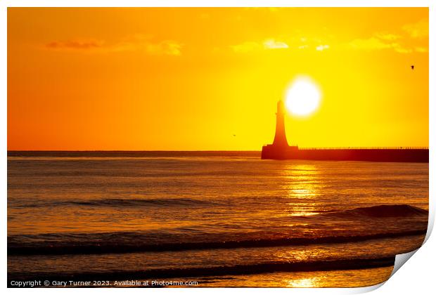 Sunrise at Roker Pier, Sunderland Print by Gary Turner