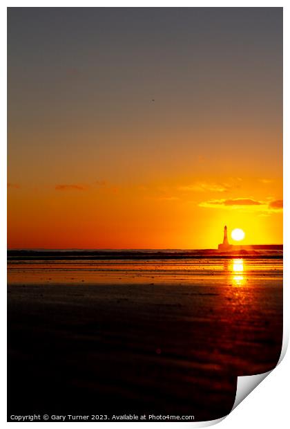 Sunrise at Roker Pier, Sunderland Print by Gary Turner