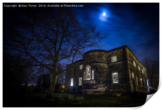 St Matthews by night - Colour Print by Gary Turner