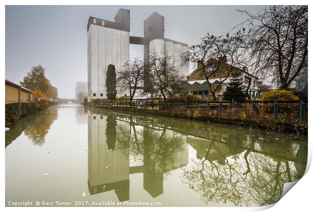 Flour Mill Reflection Print by Gary Turner