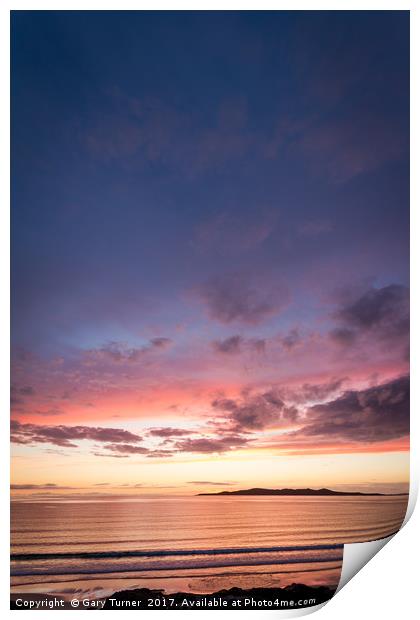 Traigh lar Sunset Portrait Print by Gary Turner