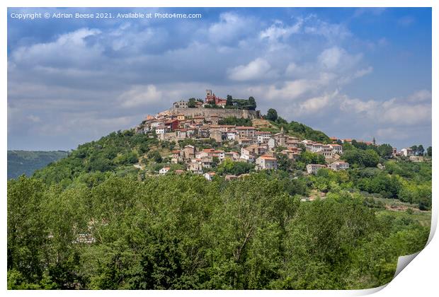 Motovun hilltop village Croatia Print by Adrian Beese