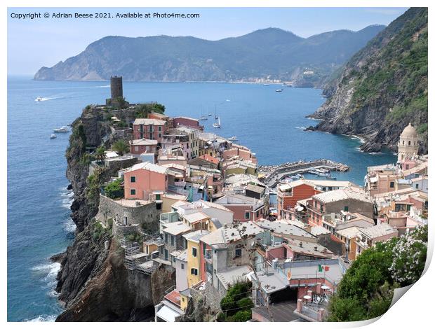 Monterosso al Mare one of the Cinque Terra villages Print by Adrian Beese