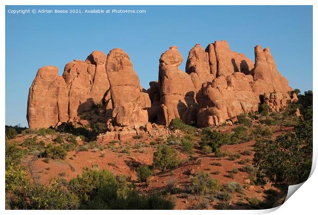 Devils Garden early morning in Arches National Park Print by Adrian Beese