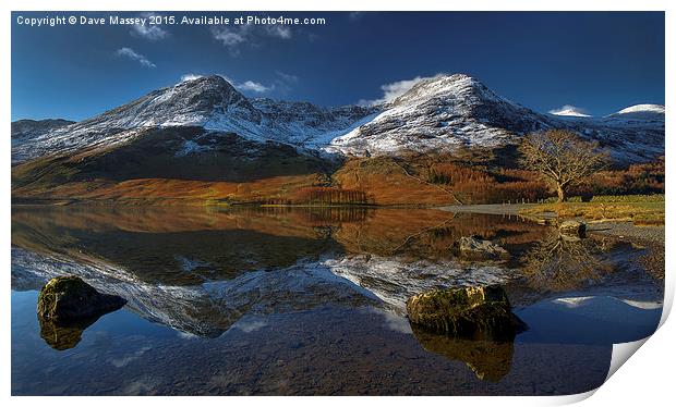 Twin Peaks Reflected at Buttermere Print by Dave Massey
