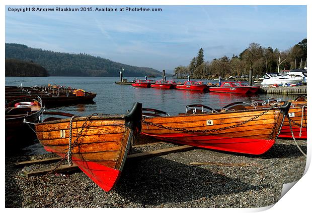  Red boats on the lakeshore... Print by Andy Blackburn
