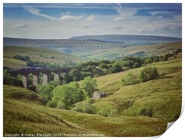 Train crossing Dent Head Viaduct in Yorkshire  Print by Andy Blackburn