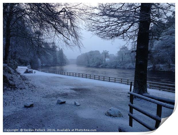 Dunkeld In The Snow  Print by Gordon Pollock