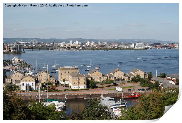 View of Cardiff Bay and Penarth Marina Print by Kevin Round