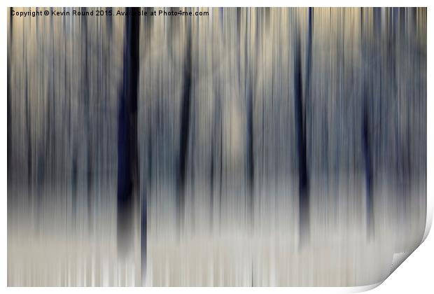 Blurred Wintry Wood Print by Kevin Round
